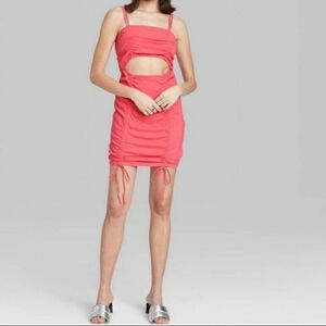 Women's Sleeveless Cut Out Ruched Front Bodycon Dress